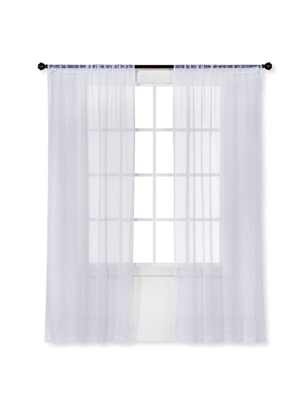 1pc Sheer Crinkle Window Curtain Panel White